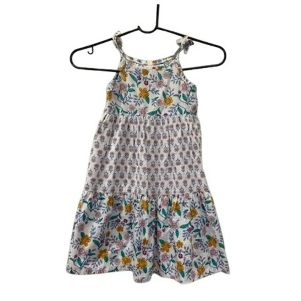 Carter's Floral Tiered Dress Toddler 3T Cotton Sleeveless Shoulder Ties‎ EASTER